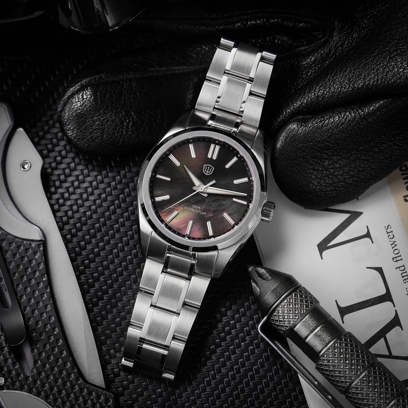 watchdives WD0003C Orologio da uomo VH31 Sweep Second, orologio al quarzo, 36 mm, vetro zaffiro di lusso, impermeabile fino a 100 m