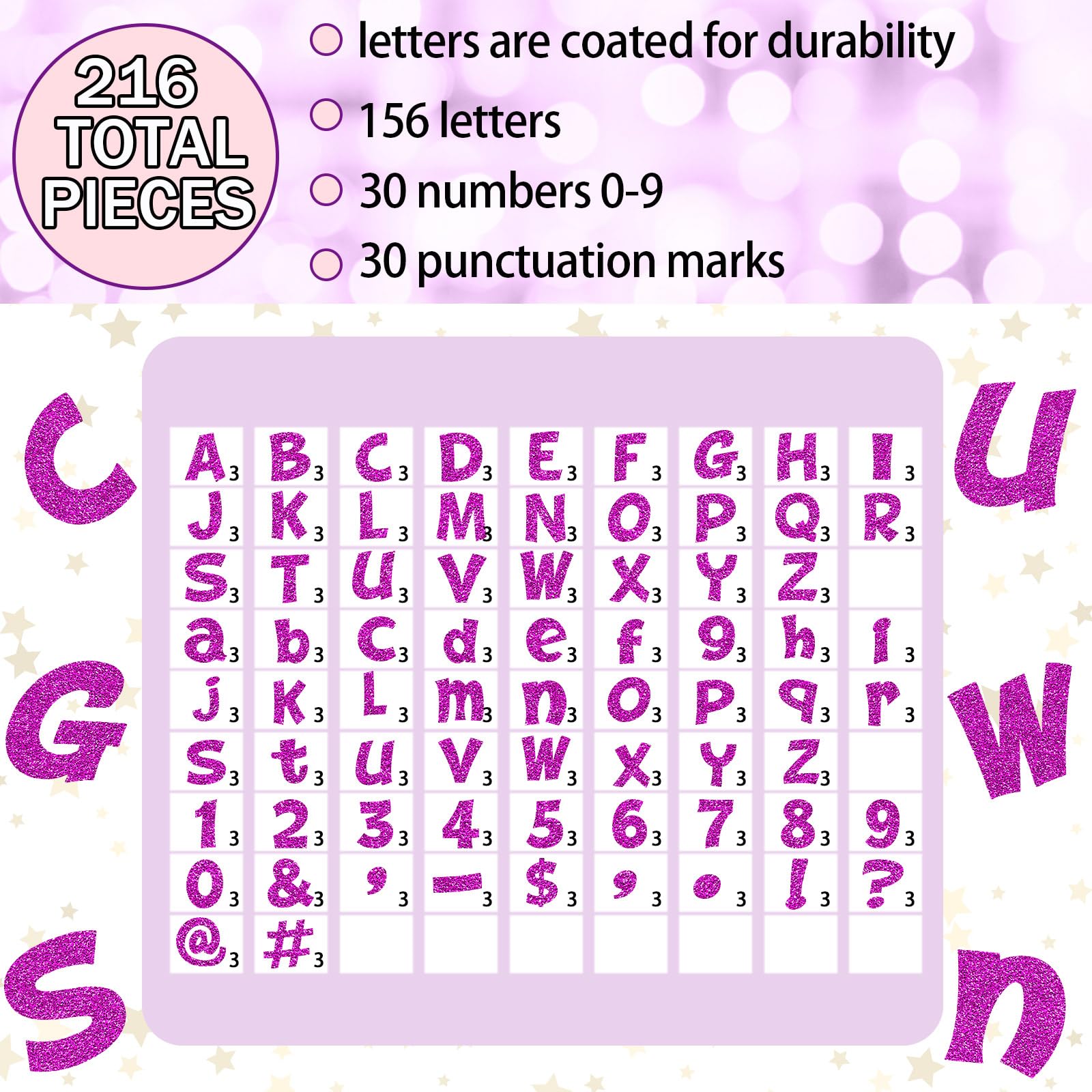 Snapklik.com : Colarr 216 Pcs Glitter Bulletin Board Letters For ...