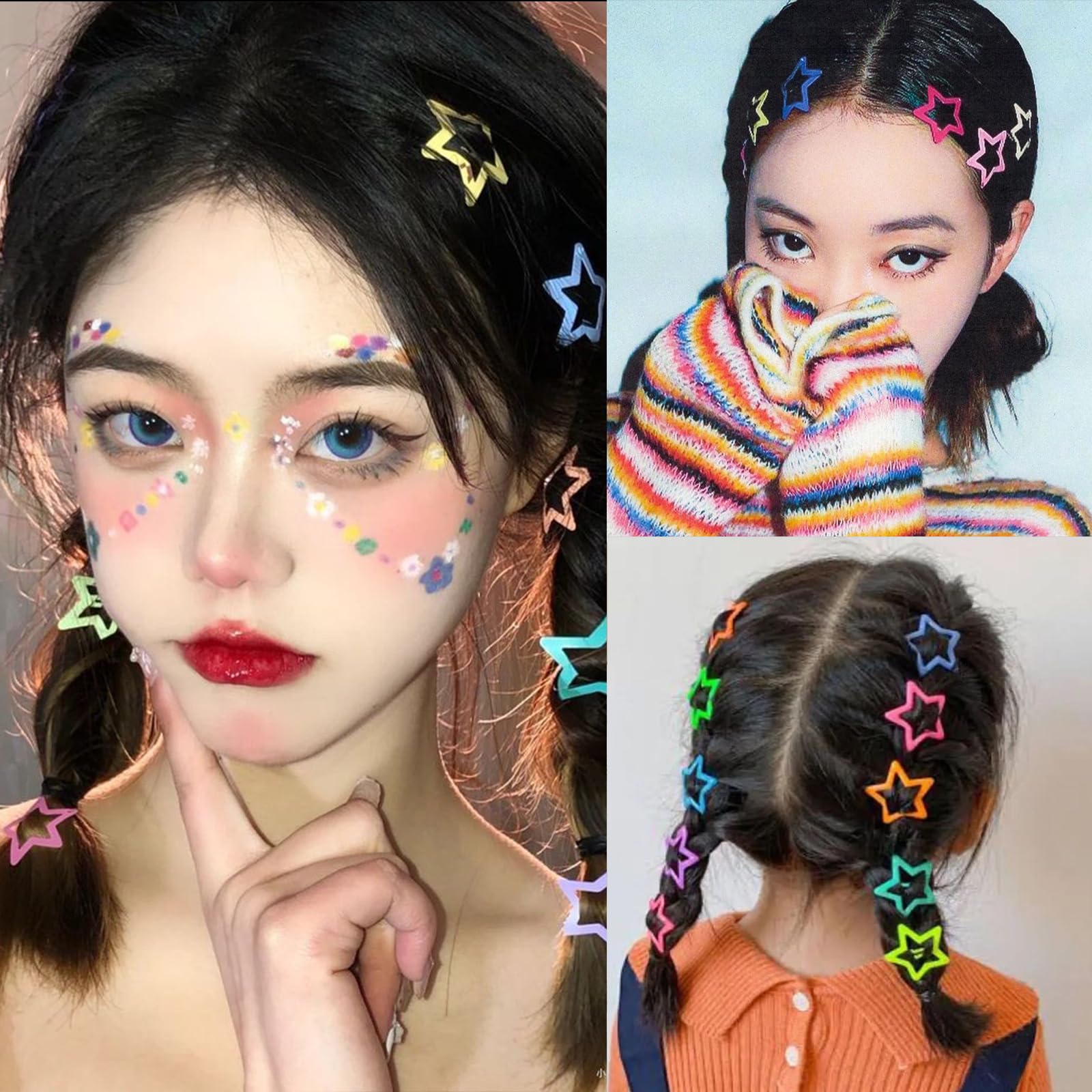 Y2K Star Hair Clips - 100 Pack Multicolor -3 Y2K Star Hair Clips - 100 Pack Multicolor -3