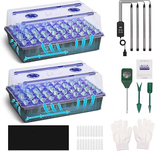 120-Cell Self-Watering Seed Starter Tray with Grow Light, 1–24H Timer,