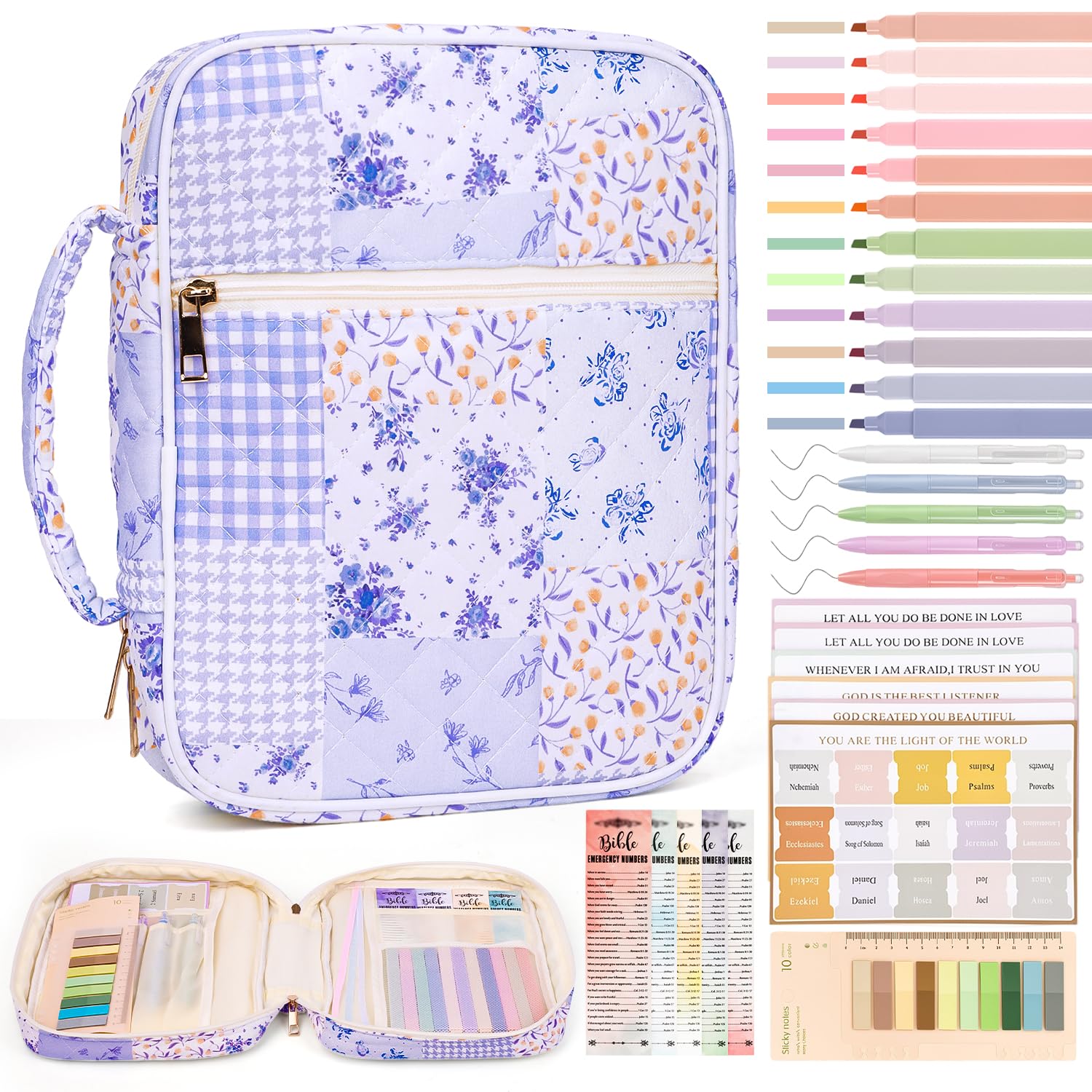 Bible Cover Case for Women Bible Bag w/Handles Bible Study Supplies