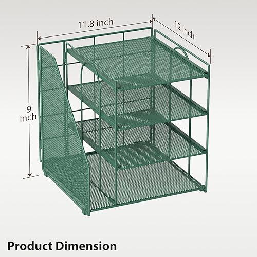 Miniatura 6 de Organizador de escritorio y accesorios de archivo Becomrock, organizador de papel de 4 niveles con soporte de archivo vertical, accesorios de