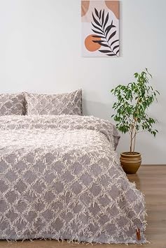 rivaistanbul Ferly P sk ll  Gri  ift Ki ilik Jakarl  Deluxe Uyku Seti 3 Par a Yatak  rt s  Seti