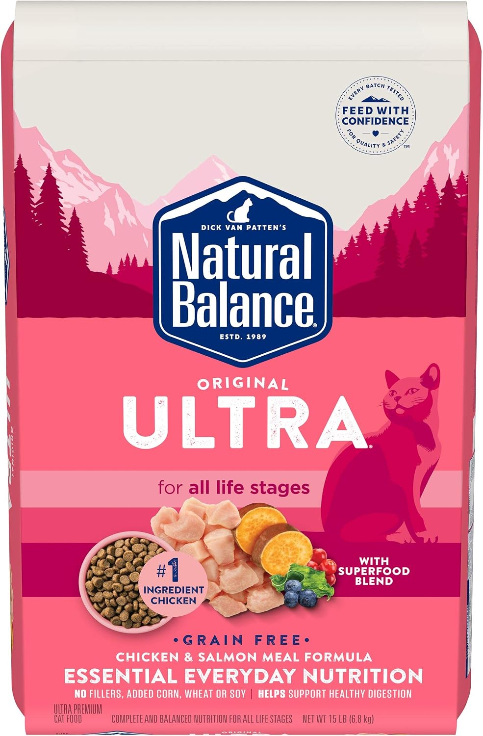 Natural Balance Original Ultra Chicken & Salmon Meal Cat Food | Grain-Free Dry Food for Cats | 15-lb. Bag