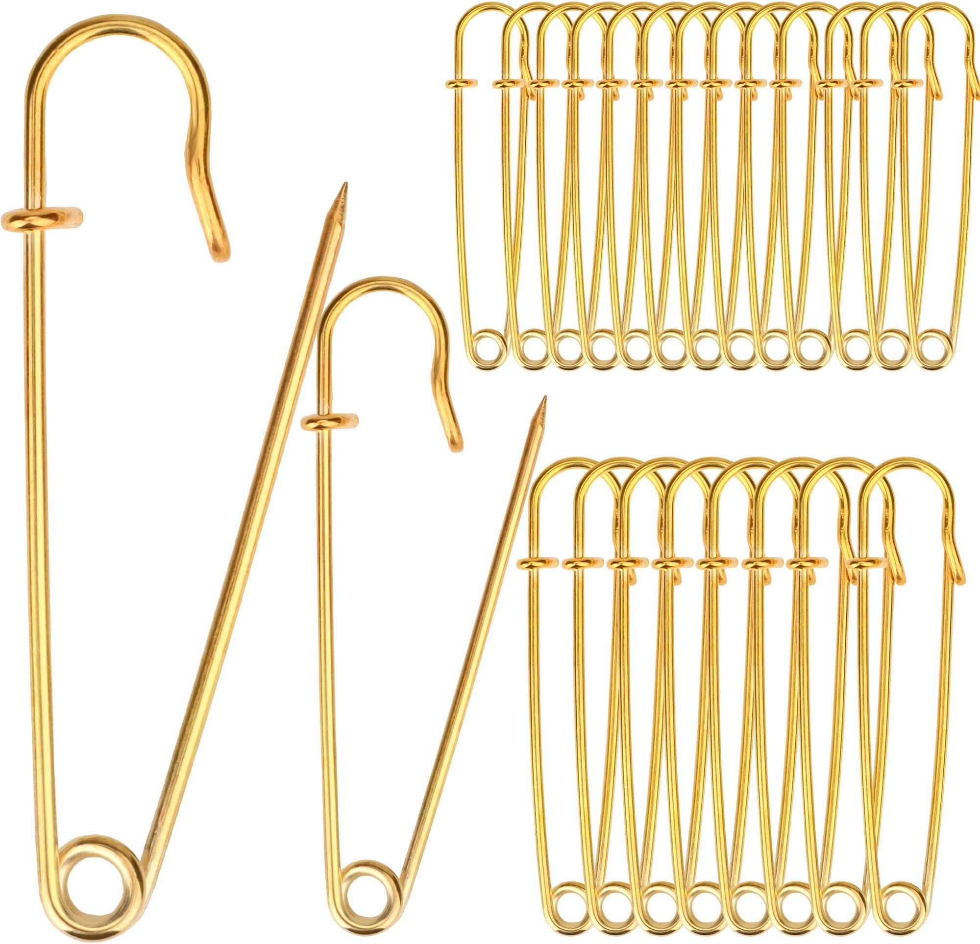 30 Pcs Dulinkas Gold Heavy Duty Spring Lock Blanket Pins (4" & 3")