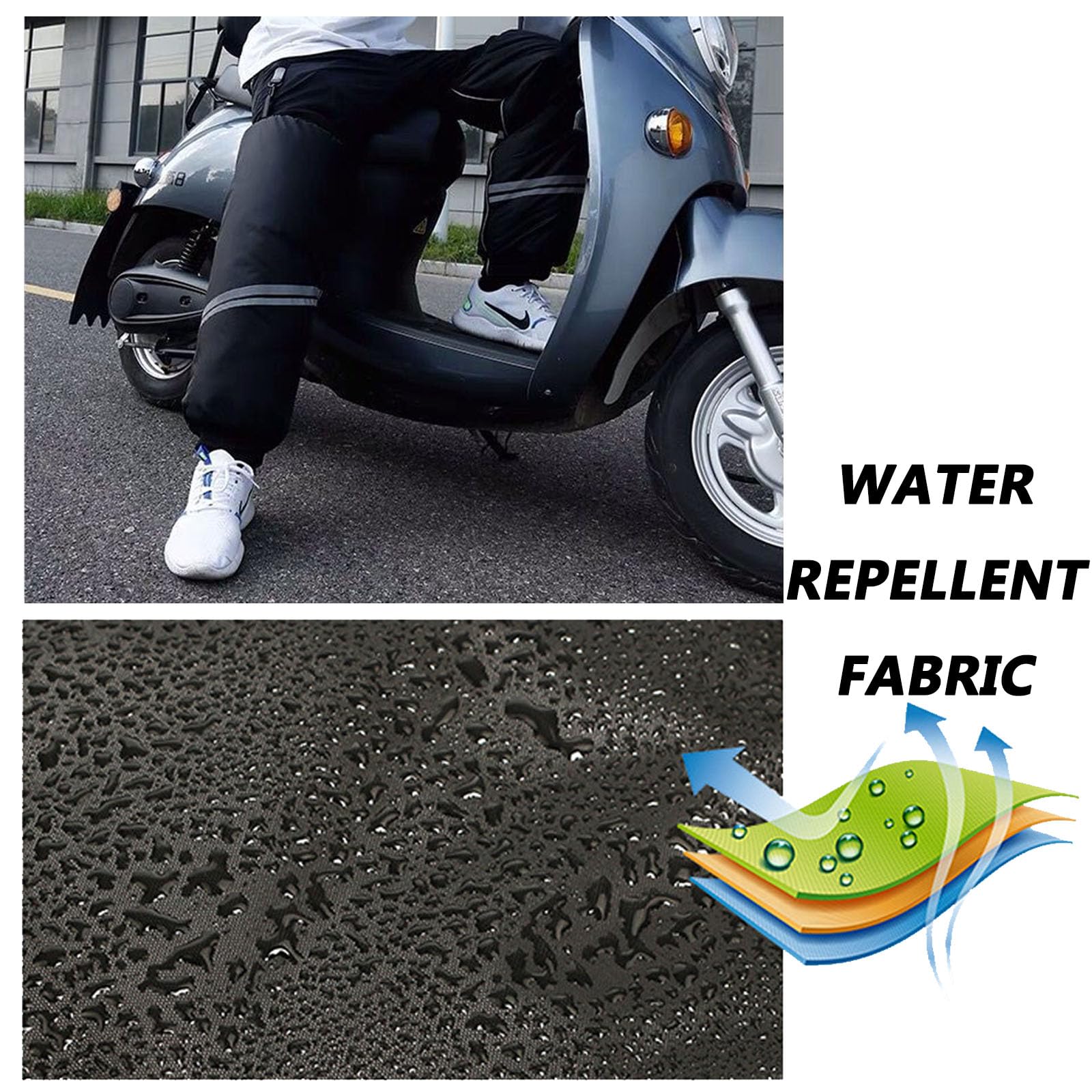 Ginocchiere per moto, Copri-leggings caldi invernali, fodera termica, scaldamuscoli invernali antivento regolabili, 1 paio(60cm)