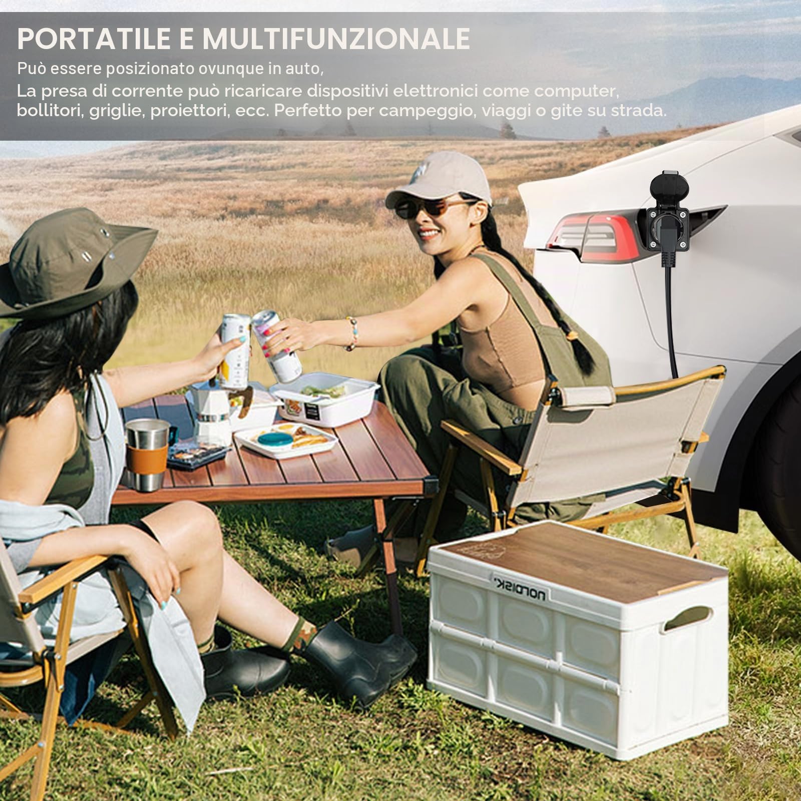 V2L Adattatore per Kia EV, tipo 2 a schuko, 3,5 kW 16 A 220 V, adattatore di scarica dell'alimentazione mobile da campeggio