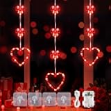 MYGOTO Valentine's Day Window Lights, 65 LED 10 Red Heart Lights USB/Battery Operated, Timer Memory with 8 Modes Hanging Valentines Decorations Light for Valentine's Day Anniversary Wedding Decor