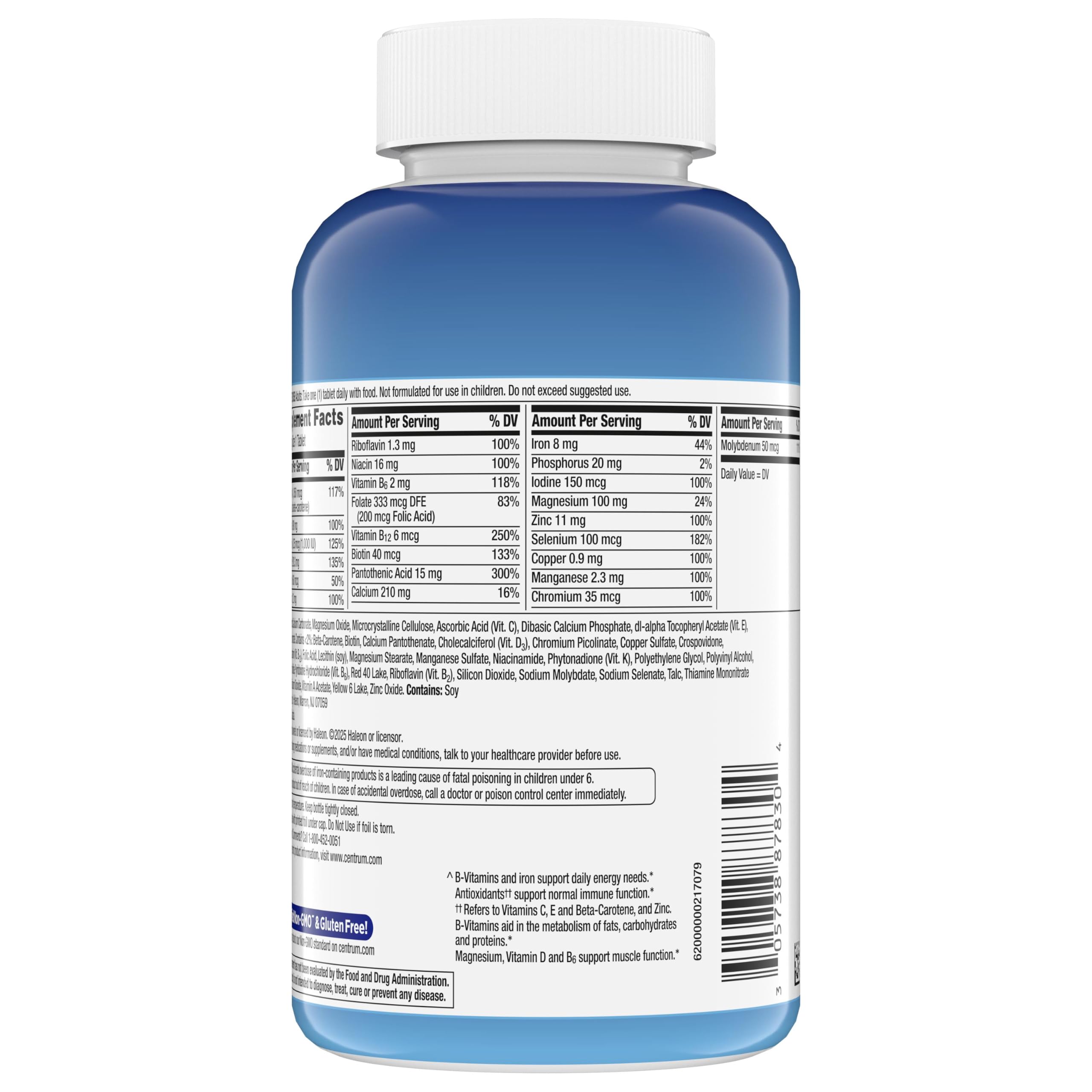 Centrum Multivitamin for Men, Multivitamin/Multimineral Supplement with Vitamin D3, B Vitamins and Antioxidants, Gluten Free, Non-GMO Ingredients - 250 Count — Amazon image 14