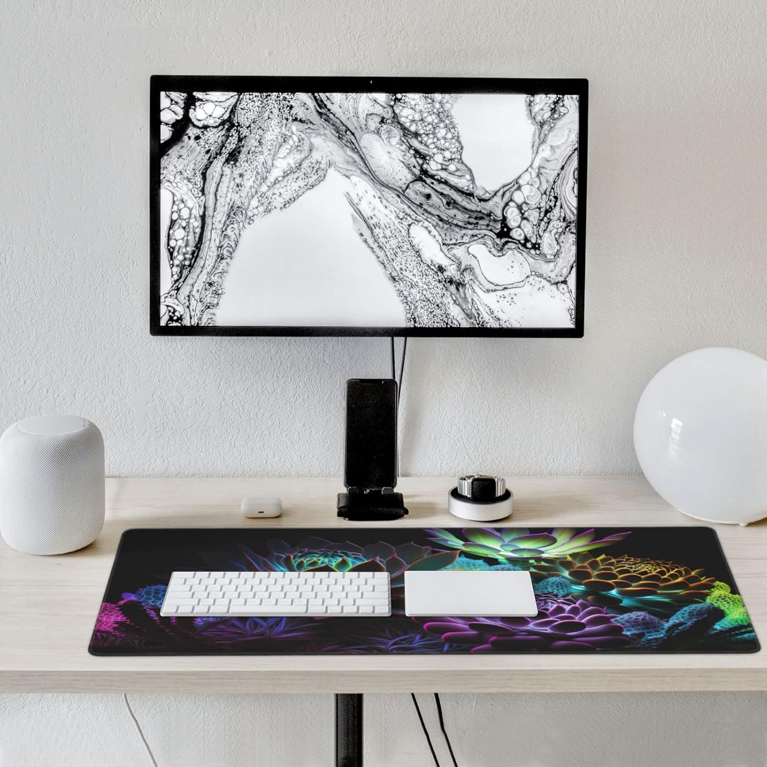 Gaming Mouse Pad,Large Mouse Pads for Desk,Non-Slip Rubber Base Extended Mousepad,XXL Keyboard Mouse Mat,Computer Keyboard Desk Pad with Stitched Edges,35.4x15.8inch,Succulent Plants - Image 5