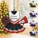 NAZENTI Custom Cheerleader Christmas Ornament 2025, Personalized Cheer Squad Ornament with Name and Year, Cheerleading Team Gift for Girls, Coach, Captain, and Cheer Moms, Xmas Tree Decoration
