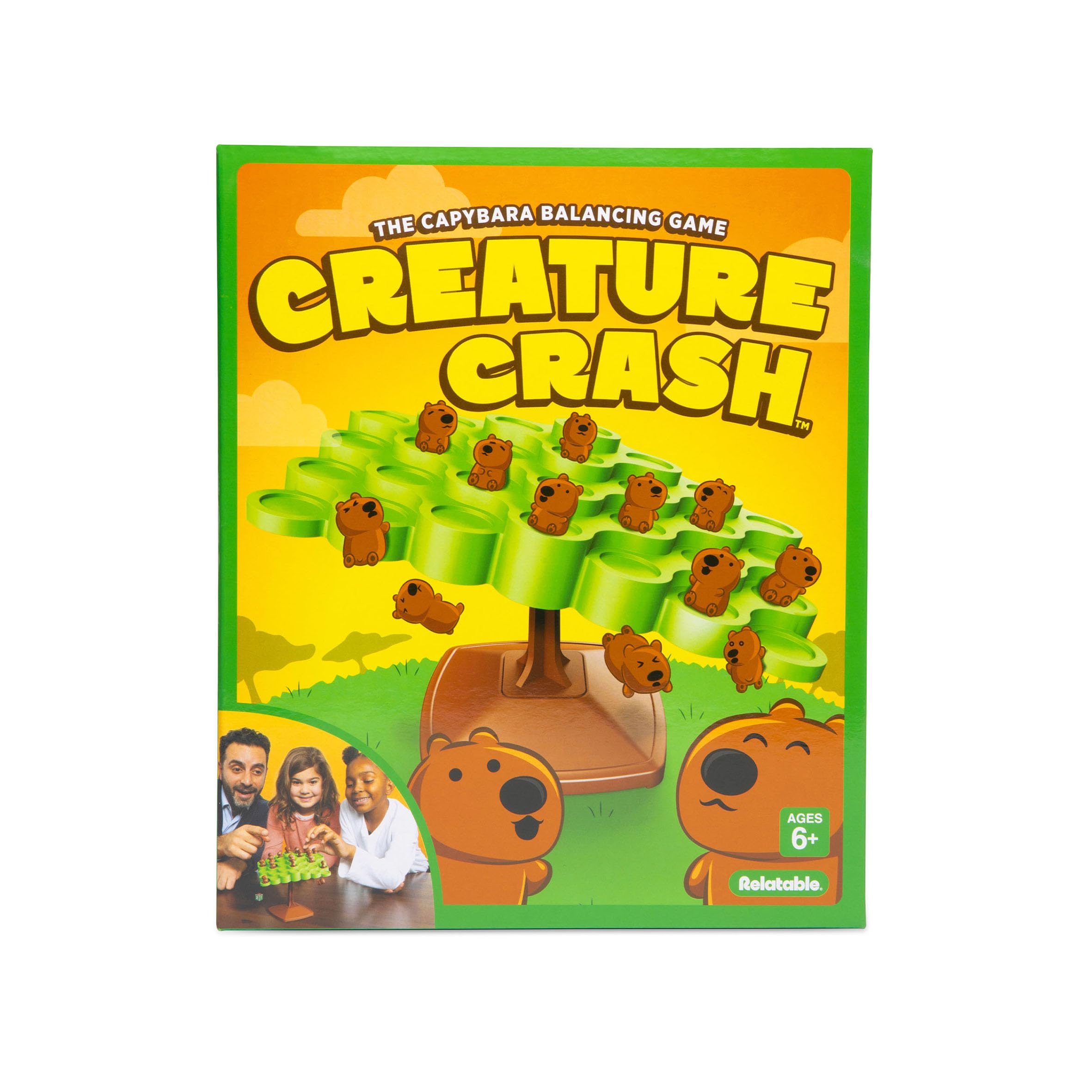 Creature Crash by Relatable - Gioco di bilanciamento Capybara adatto ai bambini dagli 8 anni in su, perfetto per feste e divertimento in famiglia, include 49 capibara, balance board, base pilastro e