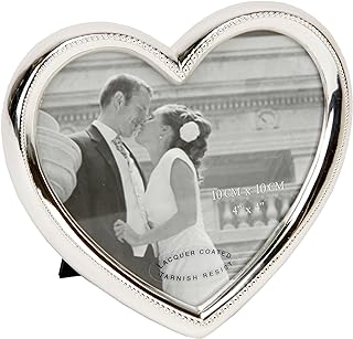 Silver Plated Heart Alloy Photo Frame 4 x 4
