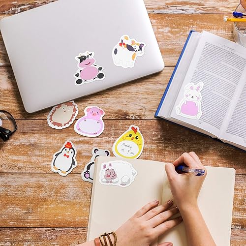 Miniatura 7 de 30 juegos de notas adhesivas de animales de dibujos animados, marcadores de página de notas de dibujos animados en diferentes formas para el hogar,