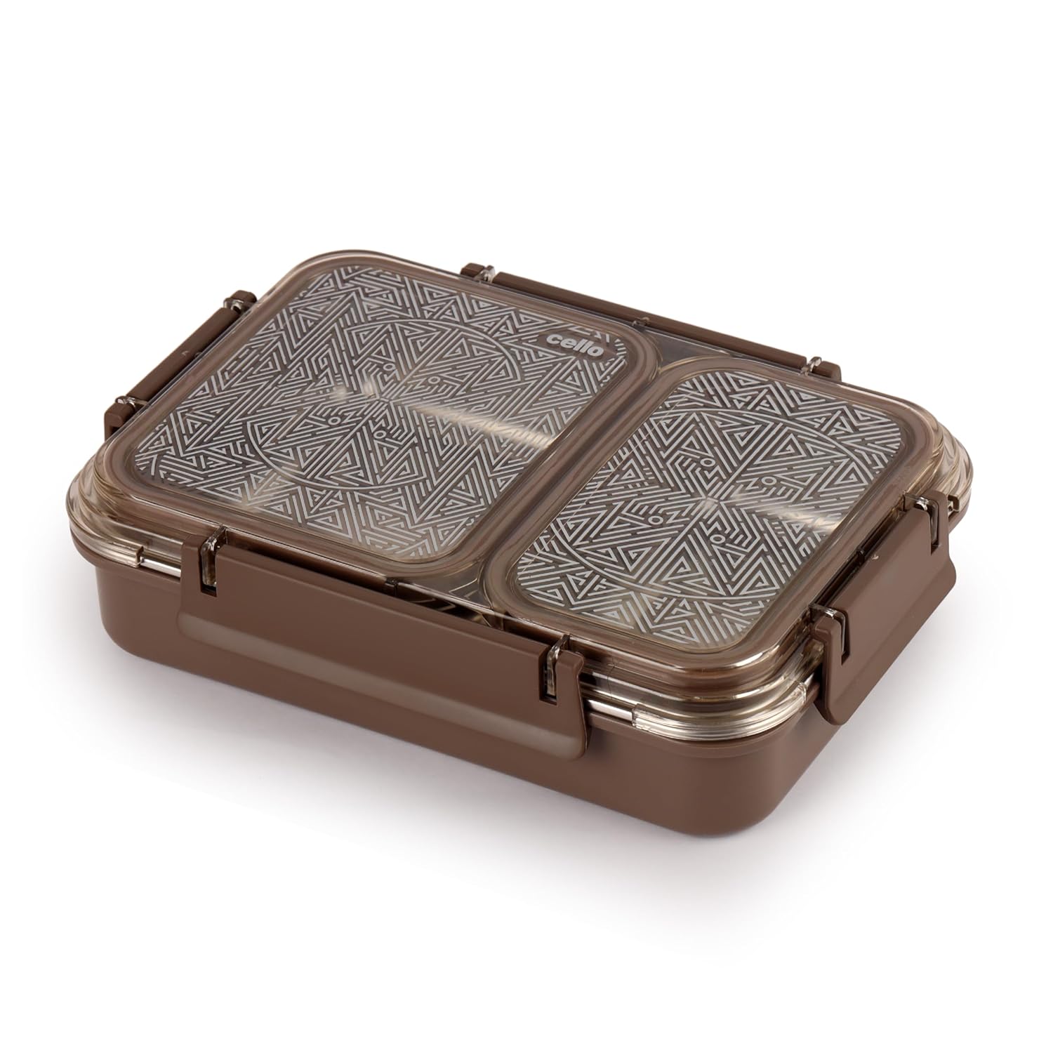 CELLO Duo Big Insulated Stainless Steel Lunch Box, Brown | Food Grade, BPA Free, Unbreakable Inner Steel Compartment Tiffin Box|Air Tight Leak Proof Clip Lock Lunch Box For School Kids, Office, Travel