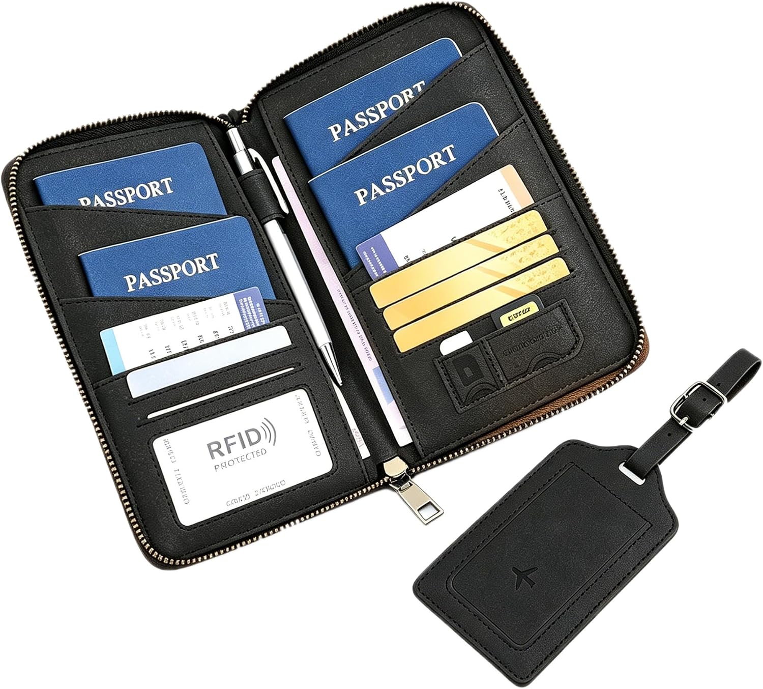 Family Passport Holder for Up to 6 Passports，Travel Document Organizer