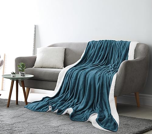 Miniatura 8 de Utopia Bedding Manta Sherpa tamaño Queen Azul piedra, 90 x 90 pulgadas - Manta reversible de forro polar de felpa gruesa y cálida de 480 GSM para