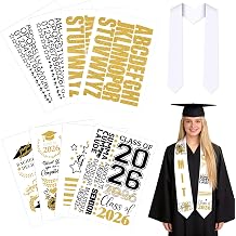 Meetory Graduation Stole Sash - Personalized Iron on transfers, DIY Customize Graduation Stole, Class of 2026 Decorations, Custom Iron on transfers for Graduation