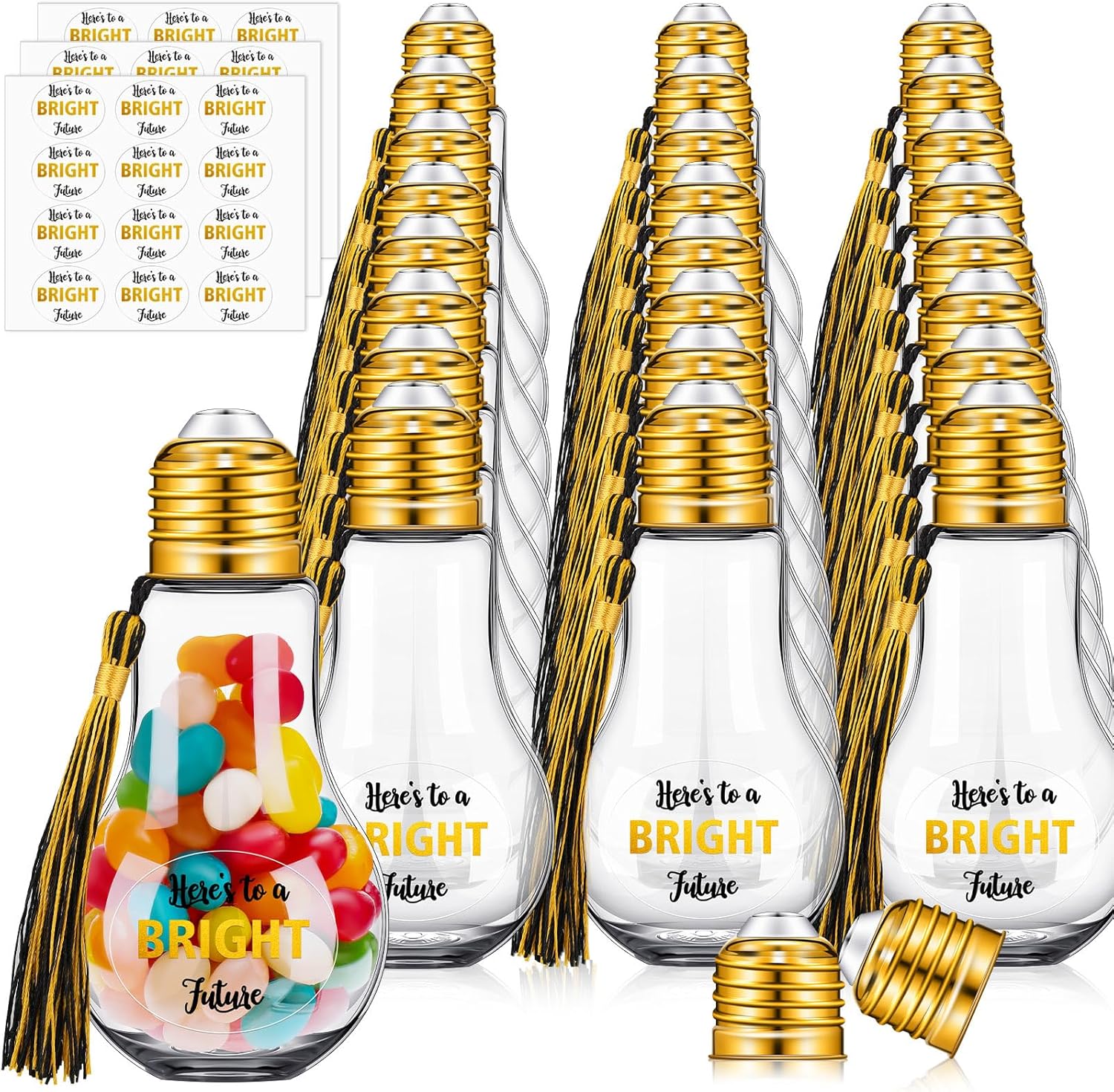 Tioncy 108 Pcs/36 Sets Plastic Light Bulb Jars 3.4 oz