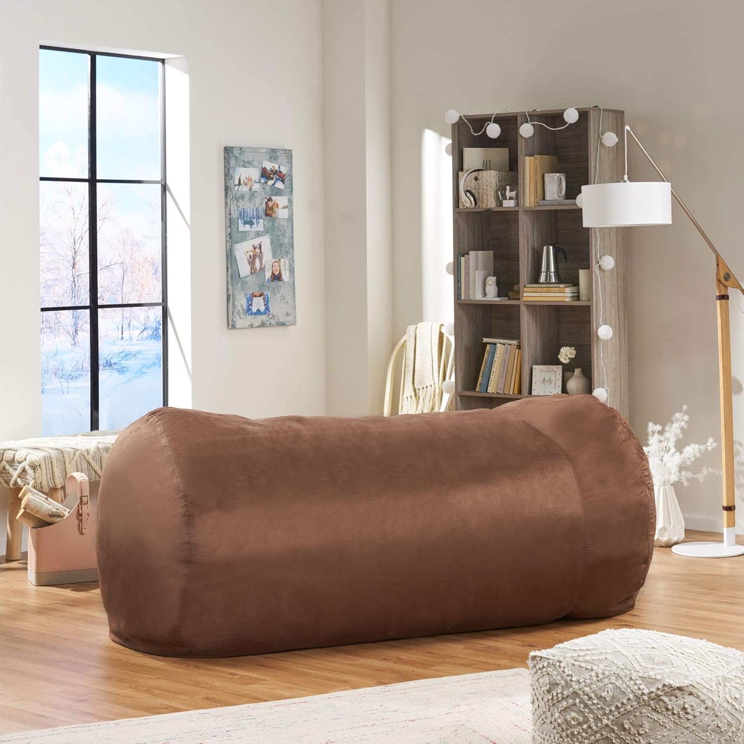 Christopher Knight Home GDFStudio David Traditional 8 Foot Suede Bean Bag, French Roast Brown