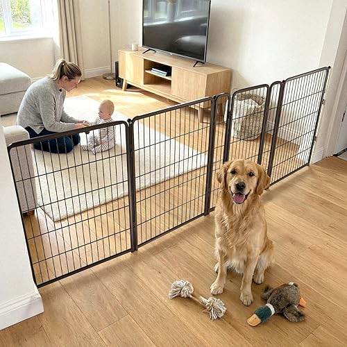 Miniatura 30 de FXW Puerta para perros extra ancha diseñada para uso en interiores, ancho ajustable de hasta 183 pulgadas de ancho