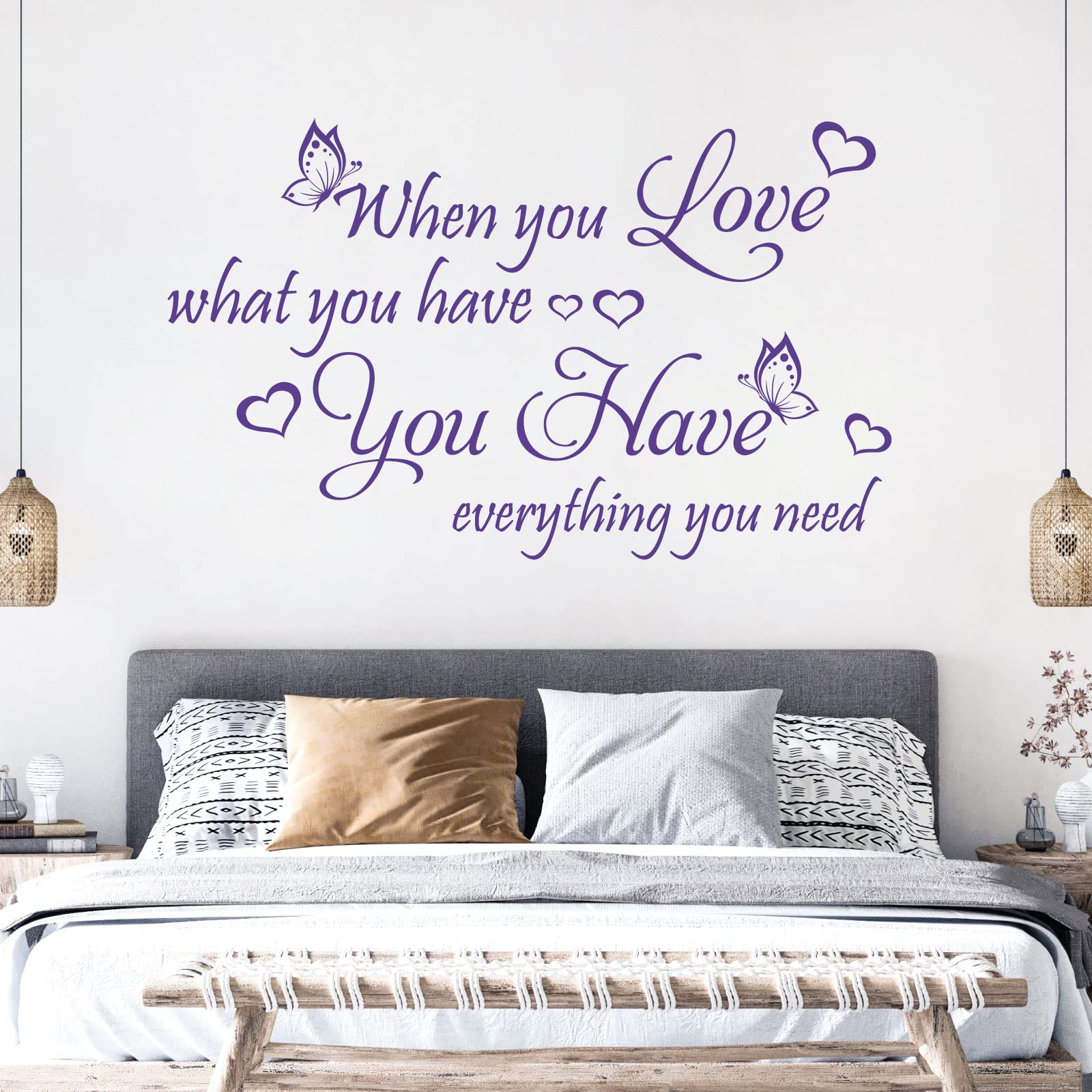 When You Love What You Have, You Have Everything ... - Quote Decal Wall Sticker [XLarge] [Purple]