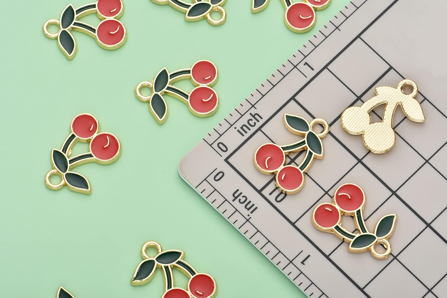 Pack of 80 Cherry Enamel Charms Gold Plated Colored Pendants Hawaii Style Accessories for Necklace Bracelet Jewelry Making DIY Crafting - Image 2