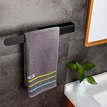 Porta Toalha de Rosto Para Banheiro, 37cm Toalheiro de Parede, Alumínio, Autoadesivo, Somente vendido por FKmindyq (Preto, 1)