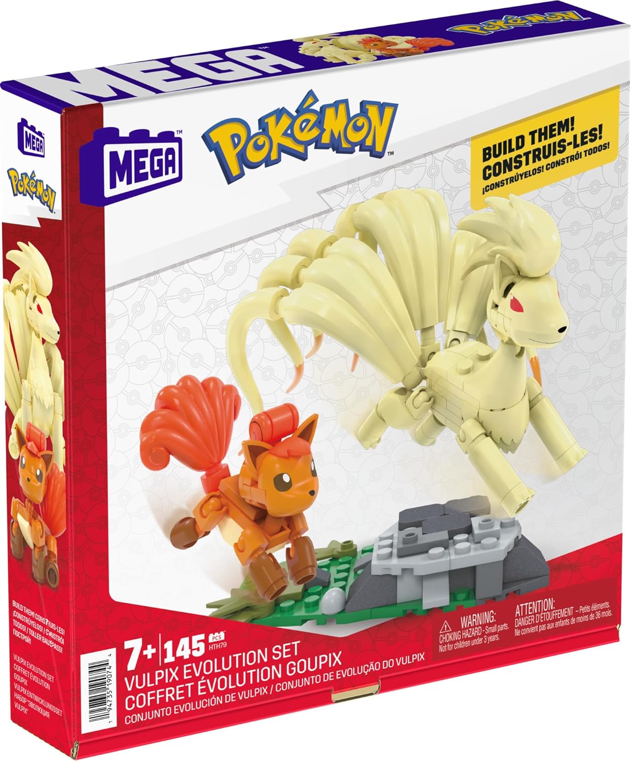 Mega Pokémon Evolution of Vulpix 2 Figures (Vulpix and Ninetals) 145 Building Blocks, Toy +7 Years (Mattel HTH79)