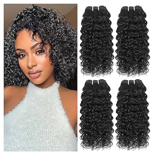 Liang Dian Paquetes de cabello humano rizado de 8, 8, 10, 10 pulgadas, mechones de cabello humano para mujeres negras, 100% sin procesar,