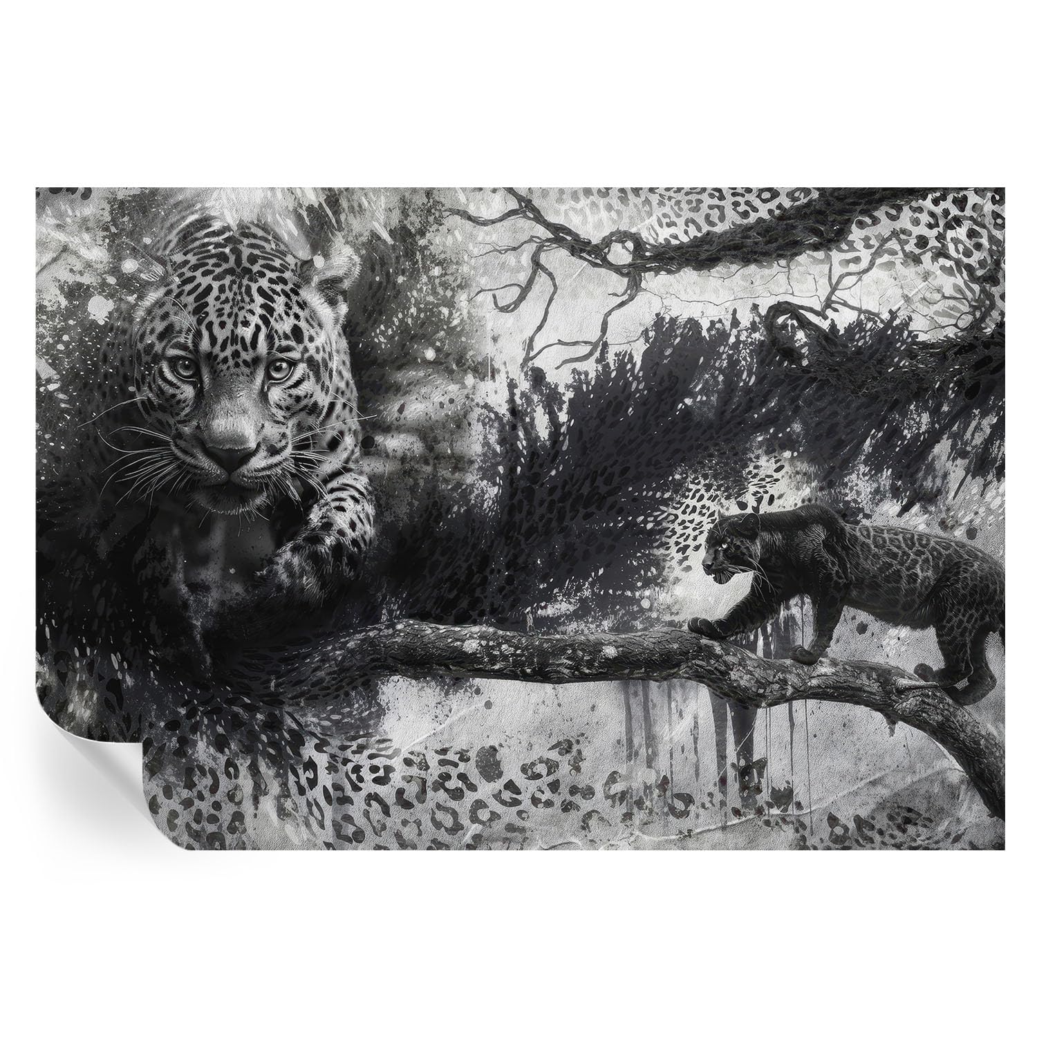 Murales de leopardos abstractos 152x104 cm para decoración de salón 1