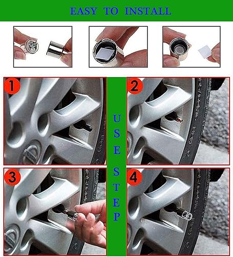 Miniatura 5 de 4 luces LED para rueda de bicicleta, tapones para válvulas de neumáticos de automóvil, tapas de vástagos de bicicleta, motocicleta, impermeable,