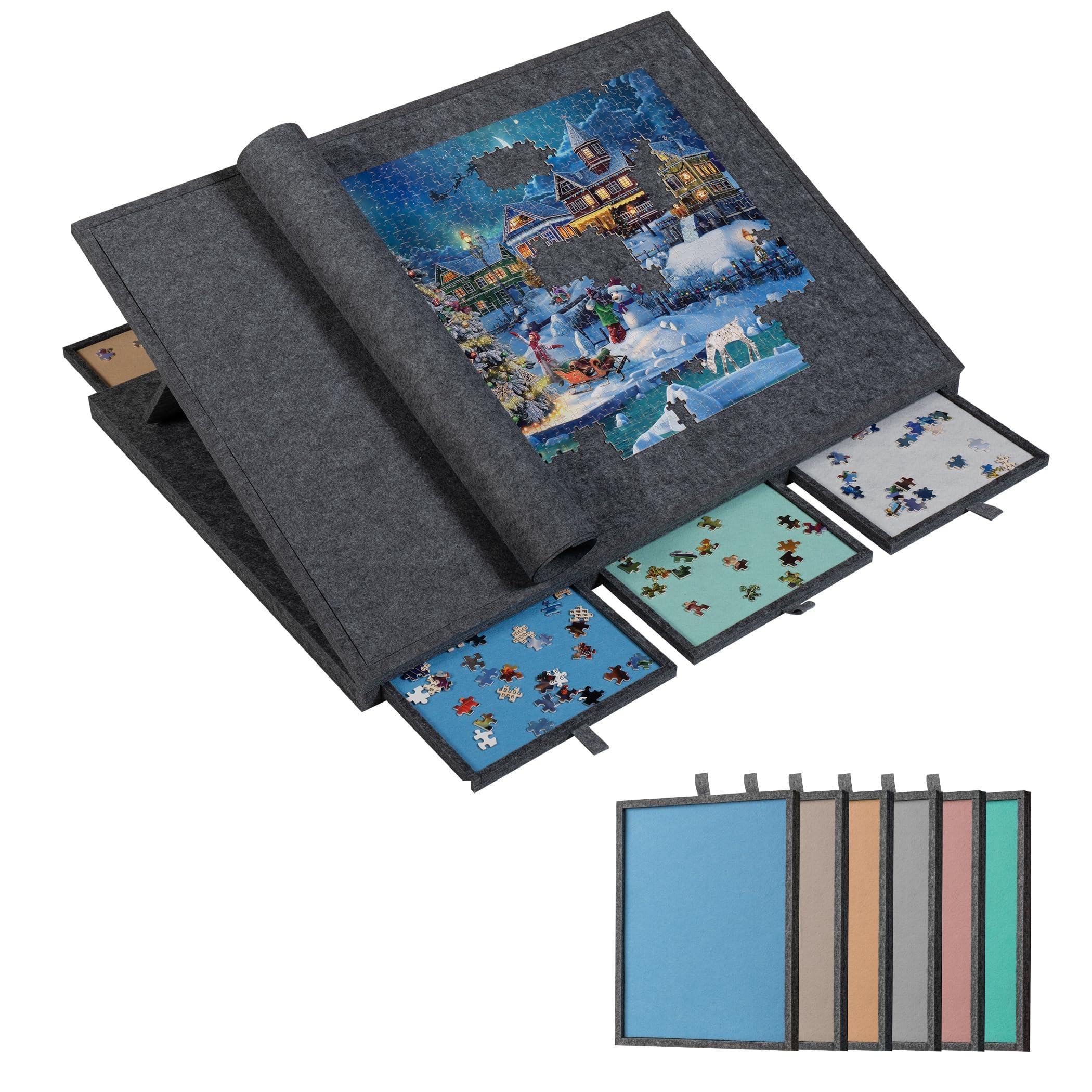 1500 pezzi di puzzle inclinabile per angolo regolabile fino a 30°, con 6 vassoi di smistamento in feltro, leggero, portatile, facile da spostare con copertura protettiva