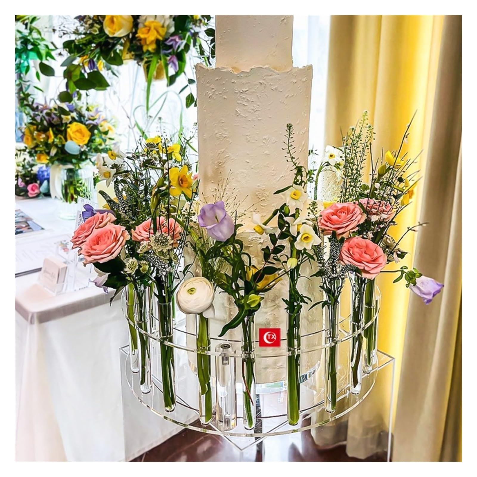 Soporte redondo transparente para tartas, bandeja de postre de boda y fiesta, 30 cm, decoración de corona de flores, herramientas grandes para eventos y celebraciones