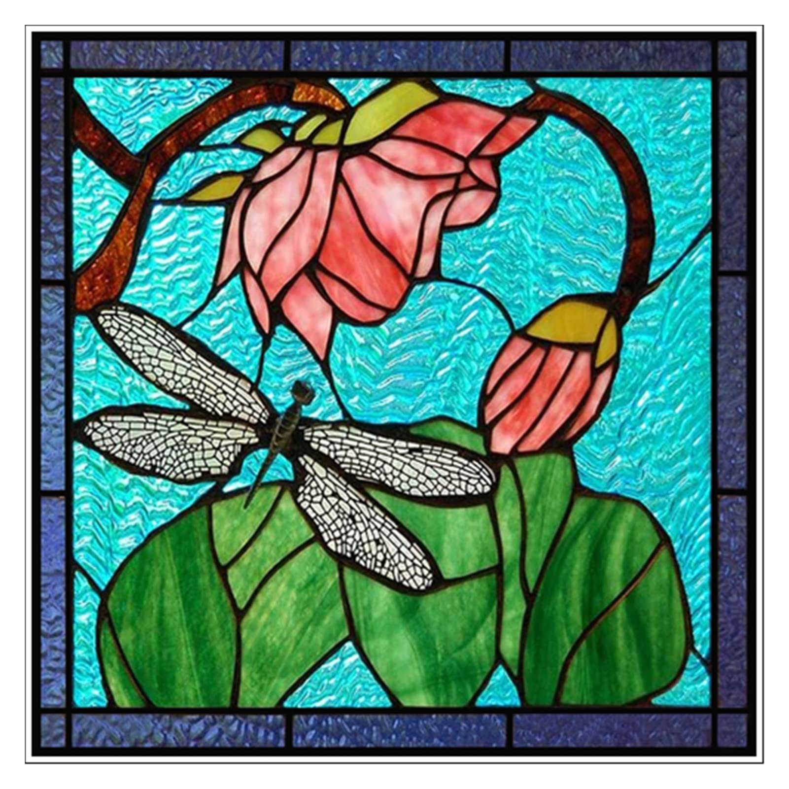 Vinilo Ventana Película for Ventana, películas de vidrieras esmeriladas, Pegatina Adhesiva estática diseño Art Deco Personalizado, Tratamiento lámina Decorativa for el hogar(14,45X90cmx2)