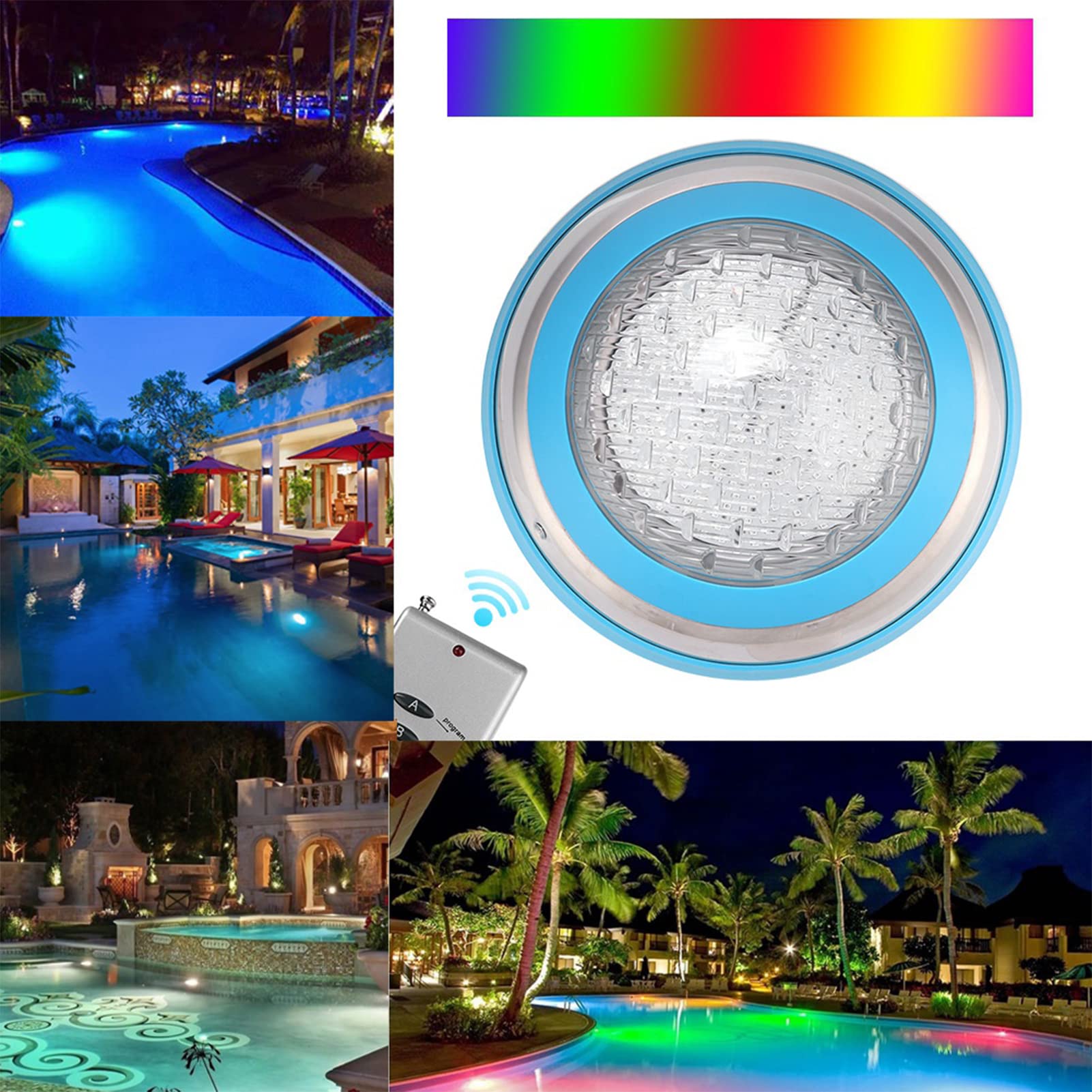 Mehrfarbige Wasserdichte RGB-Unterwasserleuchte mit Fernbedienung für Fischteich-Poolbrunnen aus ABS-Material
