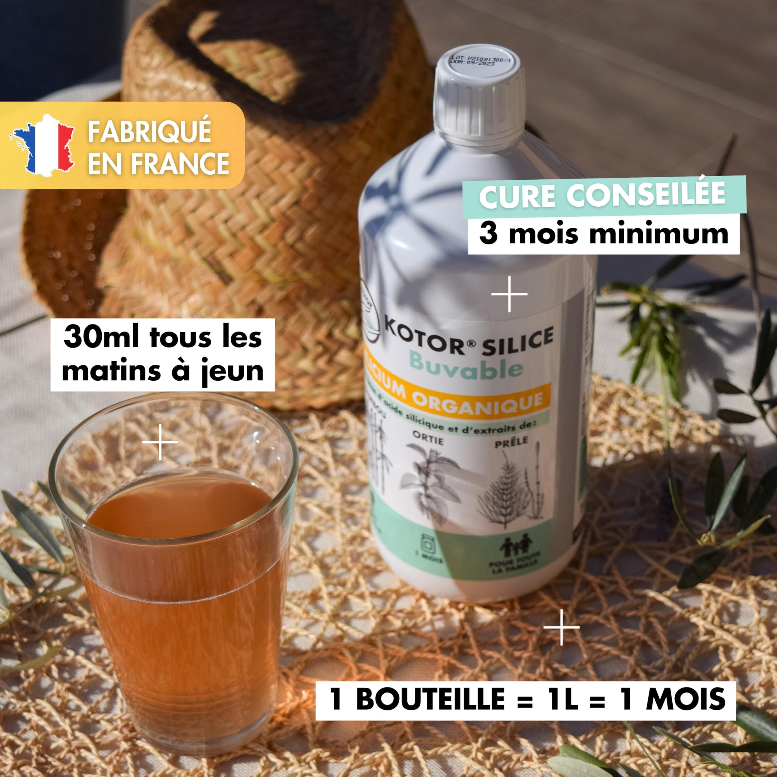 KOTOR SILICE BUVABLE 1L | Lot de 2 | Silicium Organique Naturel et Francais | Fortement Dosé | Articulations, Os, Cartilages, Peau, Ongles, Cheveux | Silicium + Bambou + Ortie + Prêle