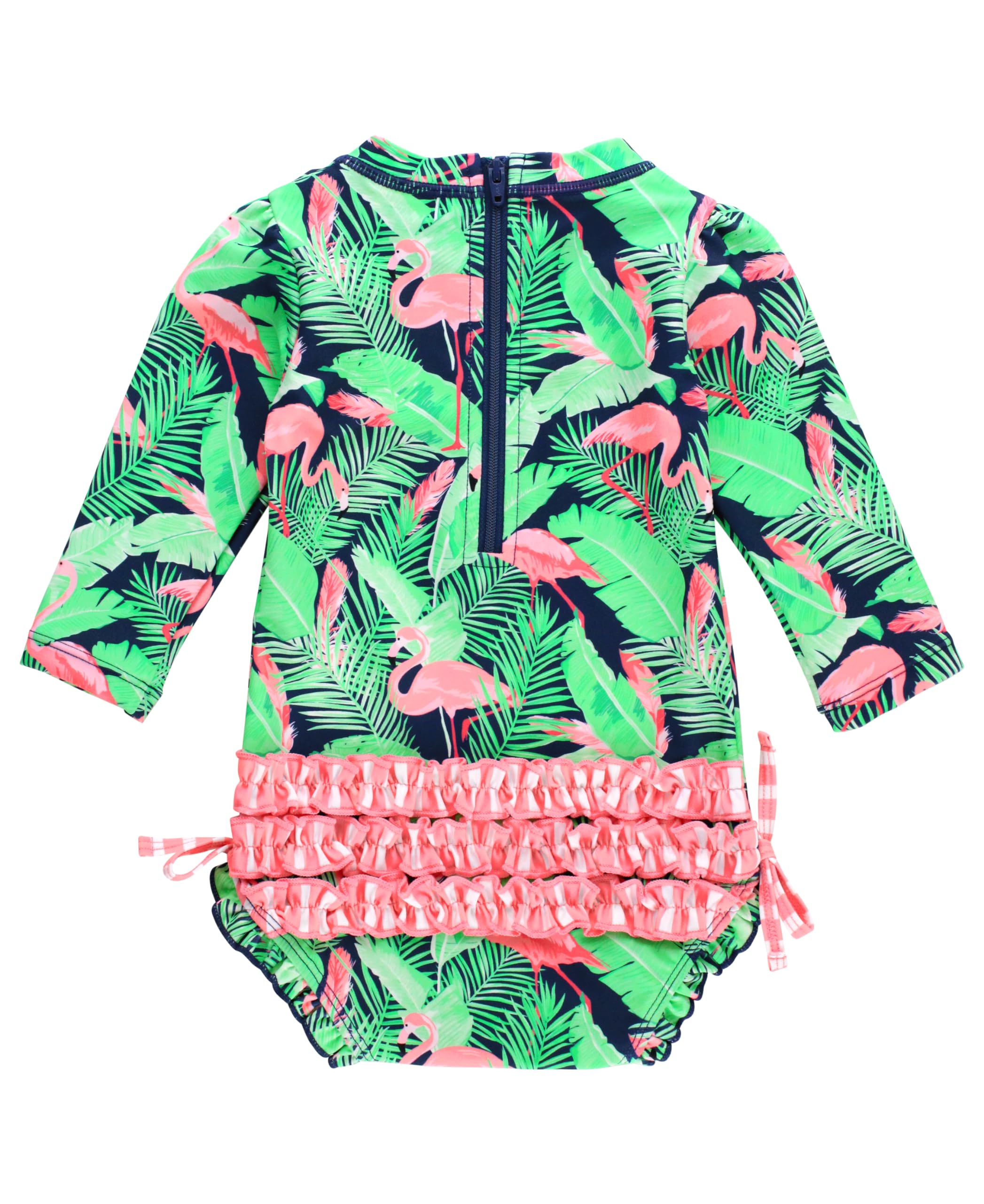 RuffleButts Long Sleeve One Piece Rash Guard | Rainbow Tie Dye main image 1