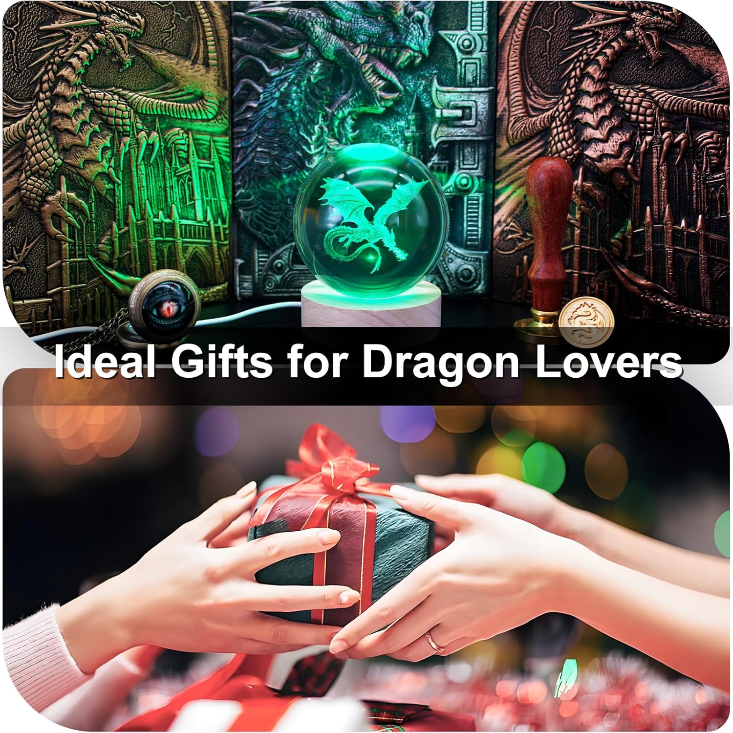 3D Dragon Lamp Night Light Gift, 16 Colors Crystal Ball Light Decor with Remote, Fantasy Dragon Figurine Decoration Ornament for Dungeons and Dragons DND Birthday Christmas Gifts Accessories Women Men