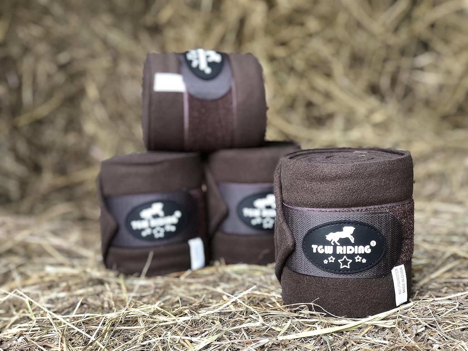 TGW RIDING Polo Leg Wraps, Equine Fleece Polo Wraps (Set of 4) - Horse Leg Bandages (Brown) : Pet Supplies