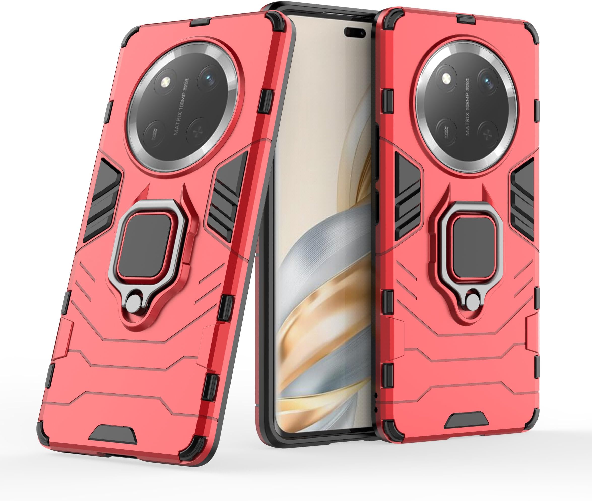 Case for Honor X60 Pro/X9C/MAGIC 7 Lite,Hybrid Heavy Duty Protection Shockproof Defender Kickstand Armor Case Cover,Red