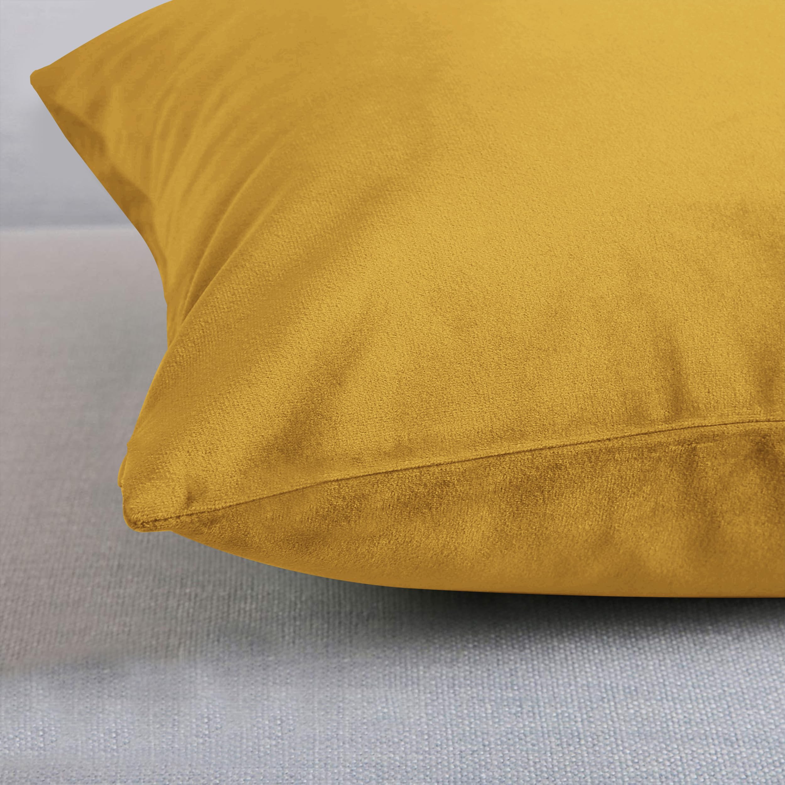 Set Di 2 Fodere Per Cuscini In Velluto AMEHA 45x45cm - Ocra, Con Cerniera Nascosta, Per Divano E Letto - Foto 8