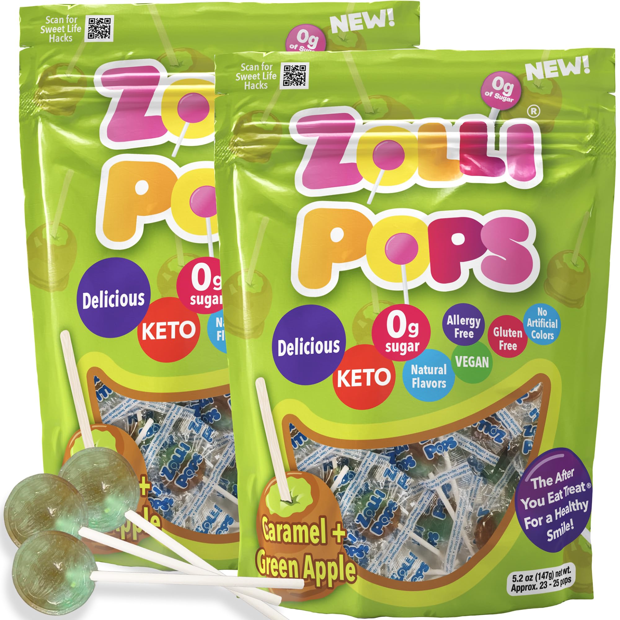 カホン　アップルグリーン　G Amazon.com: Zollipops Clean Teeth Pops, Sugar-Free, Caramel-Green