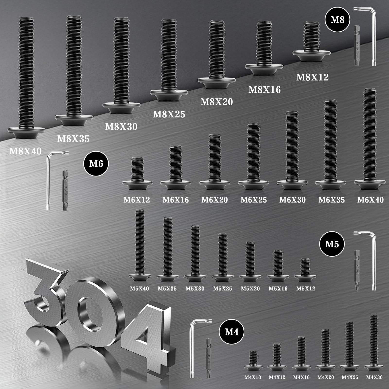 XRXYMQ 25 stuks lenskopschroeven, M5 x 16 mm, roestvrij staal, A2 V2A, met flens M5, platte kopschroeven, roestvrijstalen schroeven voor hout, steiger, tafelpoten, voertuigbouw met inbussleutel