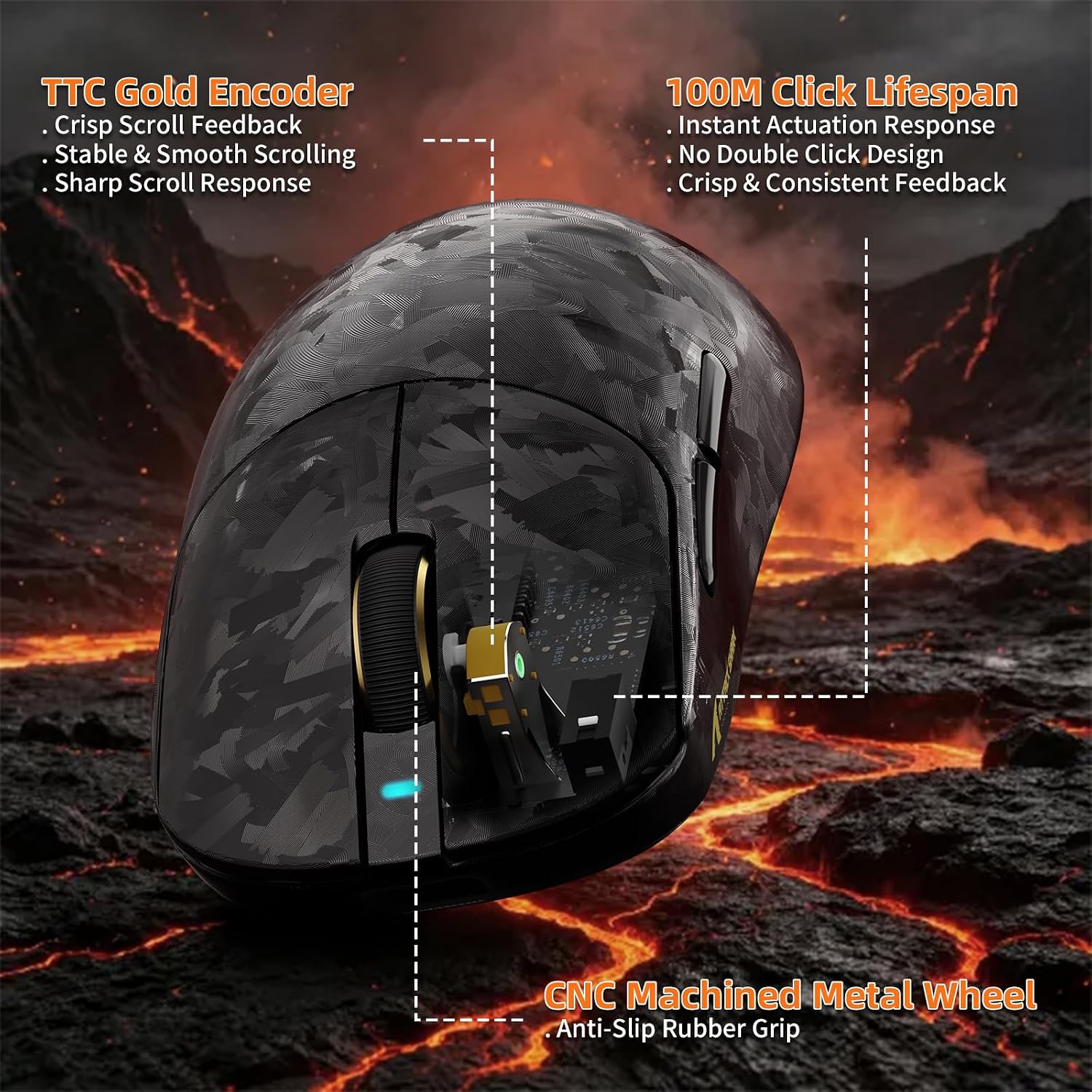 ATTACK SHARK RS3 Ultra 8K Carbon Fiber Wireless Gaming Mouse with 1-52K DPI,PAW3955MAX Sensor,Nordic 54L15 MCU,Wired/BT/2.4Ghz,63g Lightweight,800hr Battery,20000 FPS Mice with RGB Coiled Cable