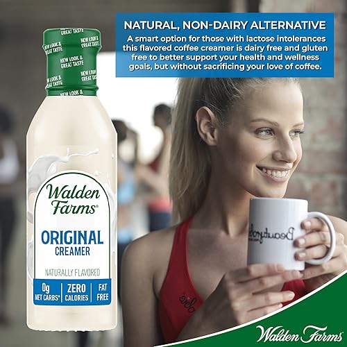 Miniatura 6 de Walden Farms Original Cream Coffee Creamer Botella de 12 onzas (paquete de 2) fresca y sabrosa  Vegana, Paleo y Keto  Sustituto de leche no láctea