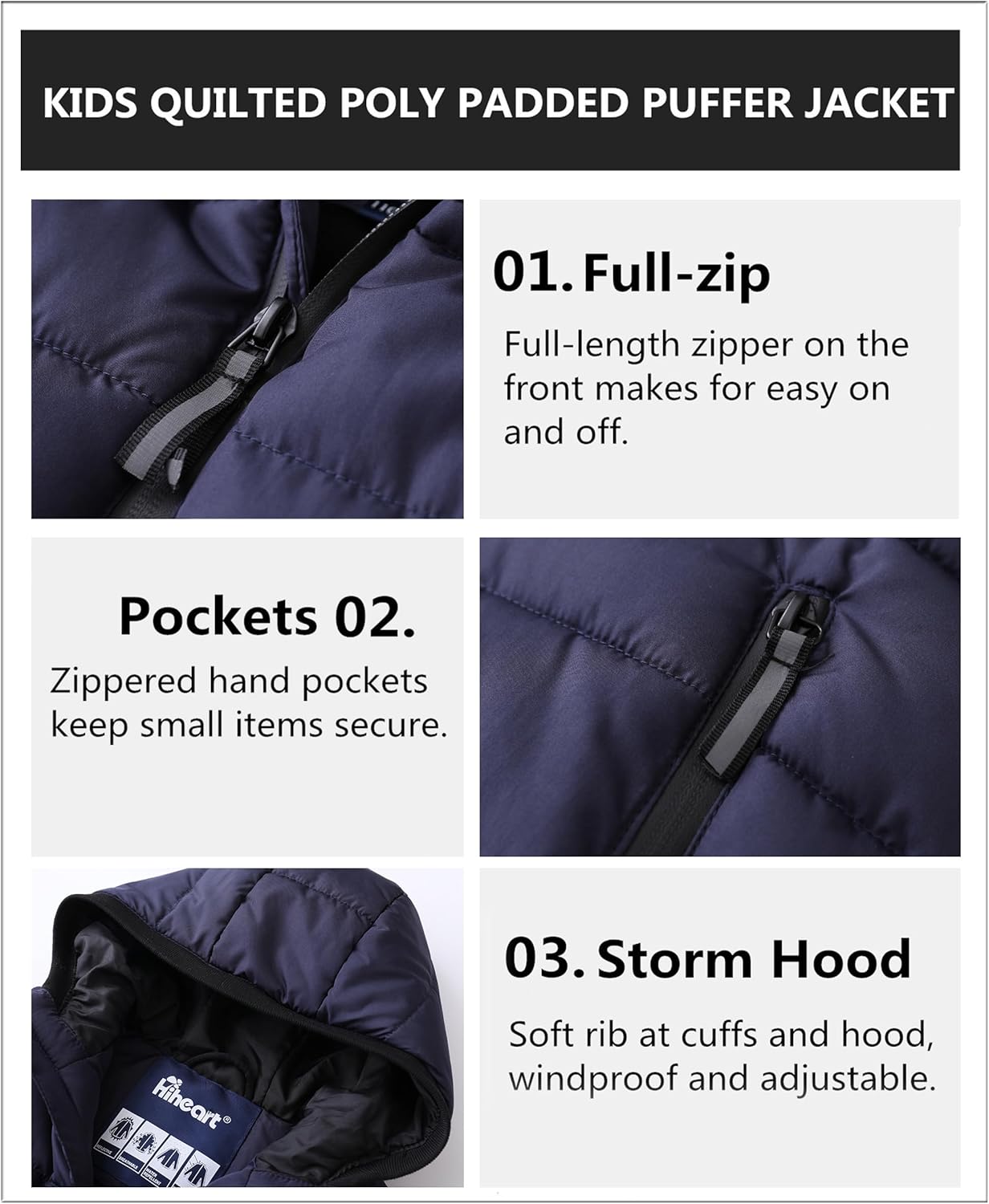 Hiheart Boys Girls Zip-up Fleece Lined Thick Padded Vest with Hood - Image 5