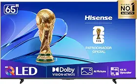 Hisense Smart TV UHD 4K QLED 65" Polegadas 65Q6QV com HDR10+, Dolby Atmos, Sports Mode, Game Mode Plus e Compatível com Alexa