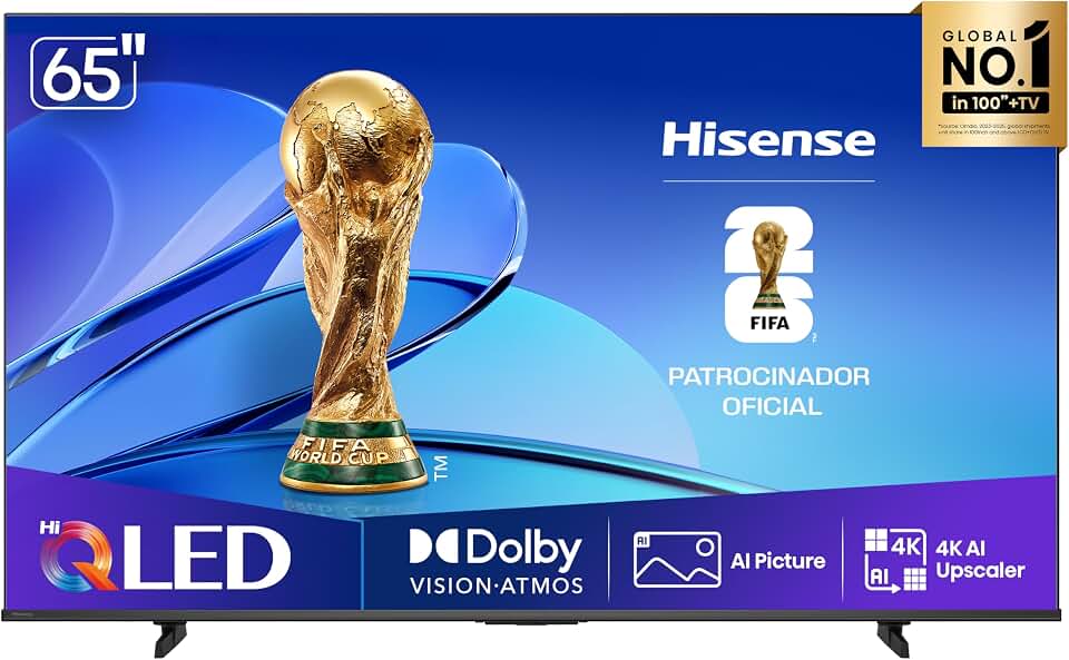 Hisense Smart TV UHD 4K QLED 65" Polegadas 65Q6QV com HDR10+, Dolby Atmos, Sports Mode, Game Mode Plus e Compatível com Alexa