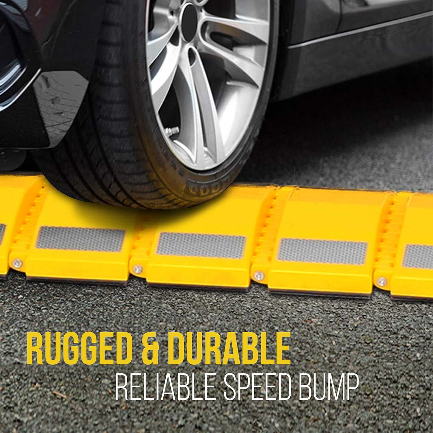 Promo 40% OFF Pyle Portable Vehicle Traffic Speed Bump - 9.8' ft Heavy Duty Reflective Plastic Humps, Car Truck Automotive Vehicles Speed Bumps for Asphalt Concrete Gravel Garage Driveway Roads Parking Lot - PSPD16